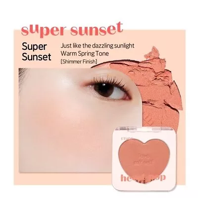 ETUDE Heart Pop Blusher 3.3g #Super Sunset Lovely Heart Face Blush Soft Colors • $23.98