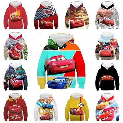 3D Kids The Lightning McQueen Cars Hoodies Sweatshirt Pullover Jumper Top Gifts • £3.98