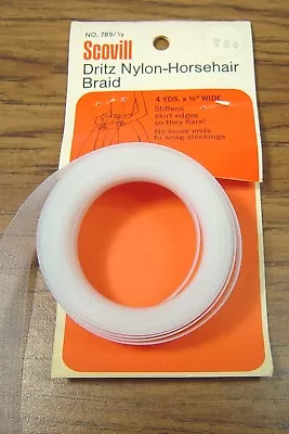 Vintage Dritz Nylon-horsehair Braid Stiffens Skirt Edges For Flare-4 Yard Pkg • $5.99