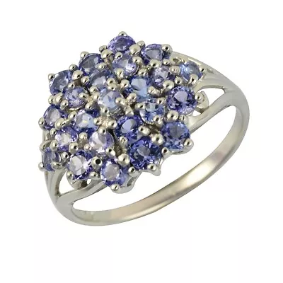 Ivy Gems Sterling Silver Tanzanite Cluster Dress Ring Size - U • £39.99