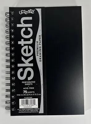 U Create Sketch Book Premium Drawing Paper 9 X 6  Black 75 Sheets PCAR37089 • $15