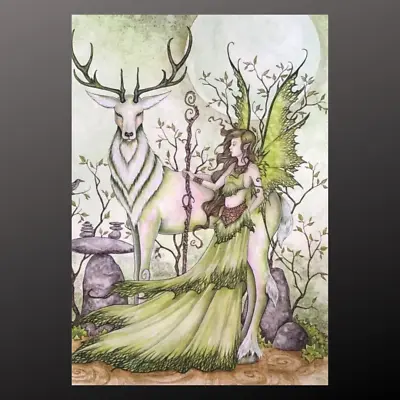 Amy Brown Guardian Card Birthday Ostara Fairy Easter Spring Wiccan Pagan Stag  • £3.49