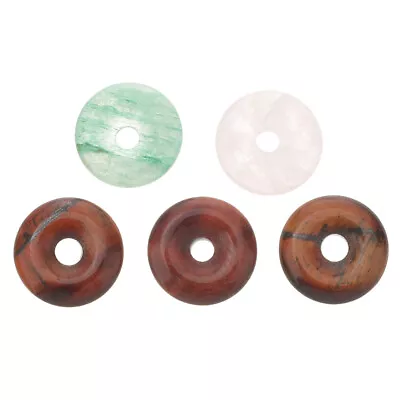 5pcs Beads Donut Necklace Stone Circle Gemstone Pendant Natural Jade Pendant • $9.78