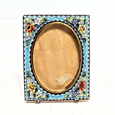 Small Antique Italian Glass & Brass Micro Mosaic Picture Frame 3 3/4  • $165