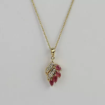 14k Yellow Gold Pink Sapphire Diamond Women's Pendant Necklace 18  • $299