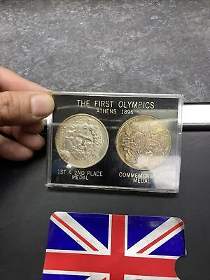 1896 THE FIRST OLYMPICS ATHENS Commemorative MEDAL1ST &2ND PLACE MEDAL COLUMBIA • £95