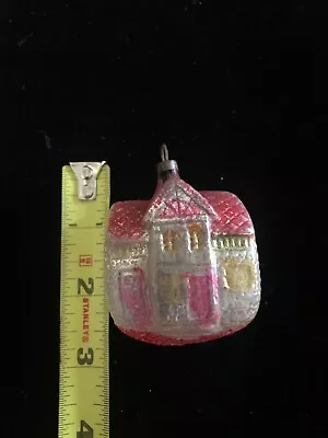 VINTAGE ANTIQUE HAND BLOWN MERCURY GLASS  CHRISTMAS HOUSE CABIN ORNAMENT- Small • $35