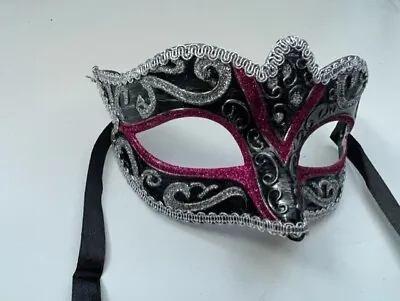 Black Purple Masquerade Venetian Mask Fancy Dress Ball Unisex New Years Eve Mask • £5.75