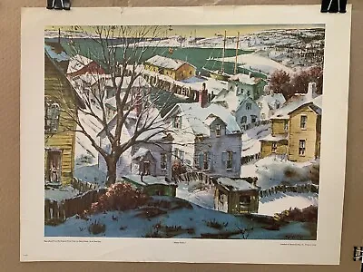 Vintage Winter Harbor Henry Gasser Sherwood Press Print Lithograph 1960 • $120