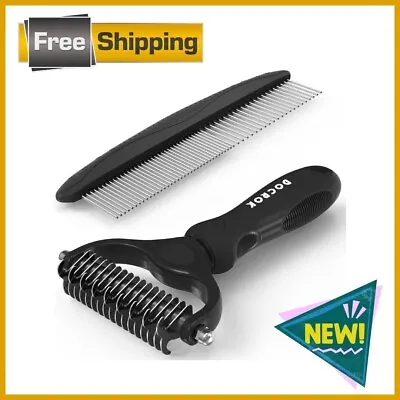 Pet Grooming Brush And Metal Comb Combo Cat Brush Dog Brush For Shedding • $13.99