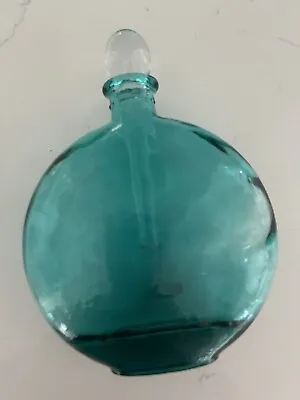 $20 • Buy Vintage Aqua Blue Glass Perfume Bottle With Tear Drop Stopper/Made In Spain