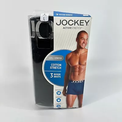 Jockey ActiveStretch Men’s Cotton Stretch Boxer Briefs Size L 36-38 3 Pack Black • $18.97