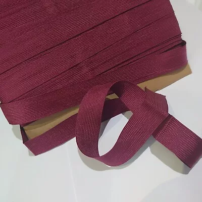 FULL CARD 45.5 Metres Of 20mm Wide Polyester Vintage Webbing Braid Burgundy • £12