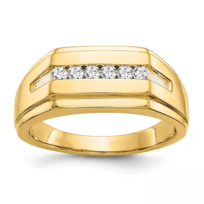 14K Yellow Gold Diamond 6 Stone Mens Ring • $1307