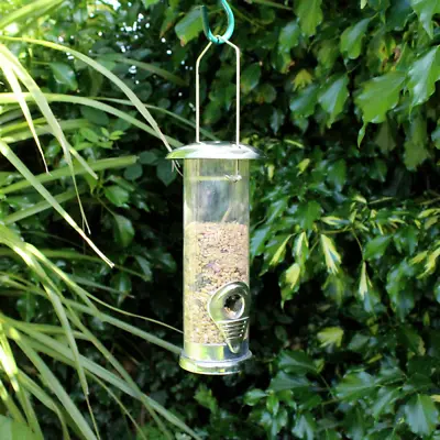 £5.85 • Buy Stanless Steel Metal Easy Fill Hanging Bird Seed Feeder Feeding Tube Station