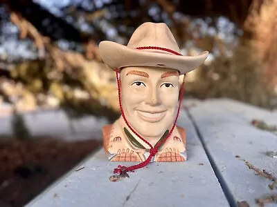 Vintage American Frontier Cowboy Head Cookie Jar Ceramic RARE  Western Country • $100