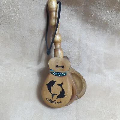 £12.30 • Buy Rare Mallorca Castanets Souvenir With Dolphins Image 3 Parts With Handle Keyring