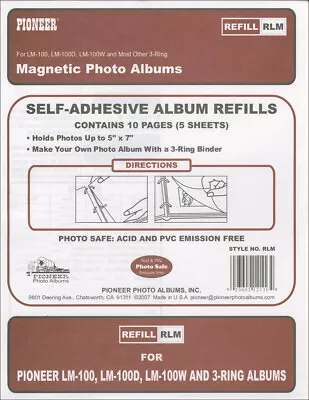 Pioneer RLM  Magnetic Photo Album Refill Pages 8.25 X10.5  5/Pkg- • $9.31