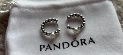 Treated Freshwater Cultured Pearl & Beads Hoop Earrings Pandora  • £60