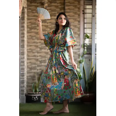 Summer Frida Kahlo Kaftan Cotton Summer Wear Holiday Beach Cover Up Home Dress • $40.50