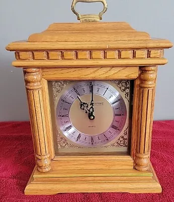 Classic Traditions Quarts Oak Mantel Clock Chime Clock TESTED WORKS 15  Tall • $40