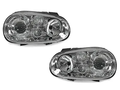 DEPO Chrome Glass Lens Headlight + Projector Fog Light For 99-04 VW Golf GTi Mk4 • $229.93