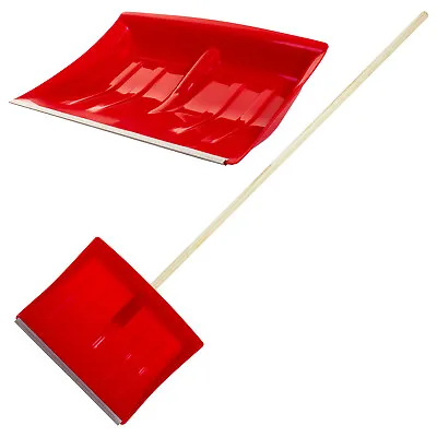 £9.99 • Buy Snow Shovel With Handle Ice Breaker Metal Edged Red Wide Pusher Scooper Spade