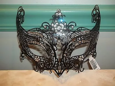 Black Metal Laser Cut Masquerade Mask W/Rhinestones ~ NEW!!! • $19.99