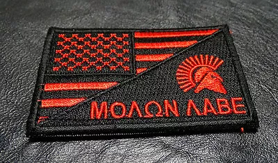 MOLON LABE SPARTAN USA FLAG PATCH [Hook Fastener Backing]  • $7.95