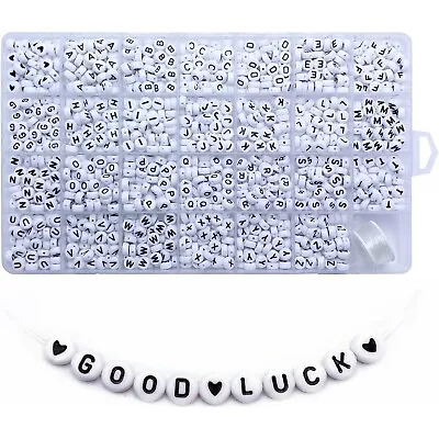 1400 Pcs Letter Beads Heart Beads 4x7mm Alphabet For Jewelry Making Bracelets • £9.59