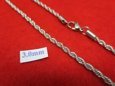 Quick Ship 20 Inch 3 Mm Stainless Steel Rope Chain Silver Necklace- Usa Seller • $7.41