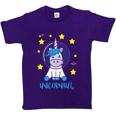 1Tee Kids Girls Unicorn Astronaut Space T-Shirt • £5.99