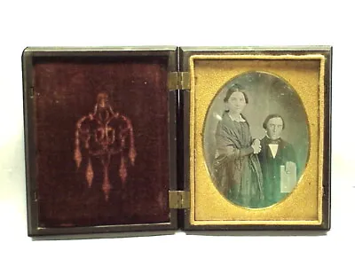 1/4 Plate DAGUERREOTYPE HUSBAND & WIFE Holding A Book • $150