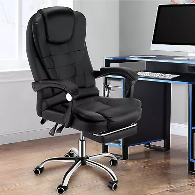 Massage Office Chair Gaming Computer Desk Swivel Recliner Chair Leather Footrest • £65.99