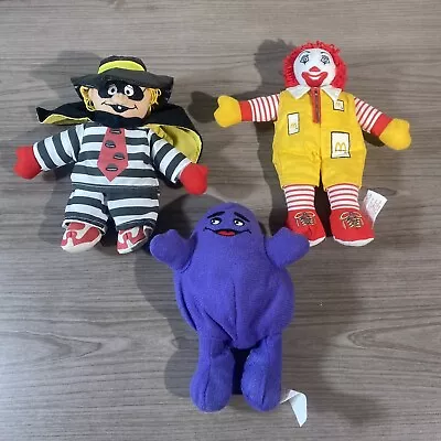 VTG McDonald's Hamburgler Ronald Grimace Plush Doll 1996 Beanie Bean Bag Set • $42.49