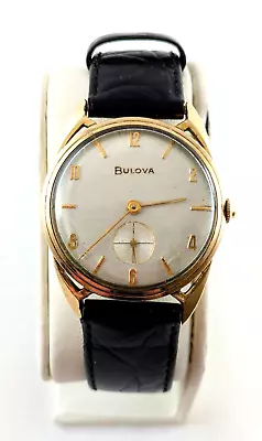 Vintage BULOVA 10K Gold Plated Manual Wind 17 Jewel Wristwatch New Leather Band • $125