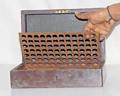 1950 Vintage Wooden Medical Box Inside Test-tube Glass Flask Holder Old Original • $250