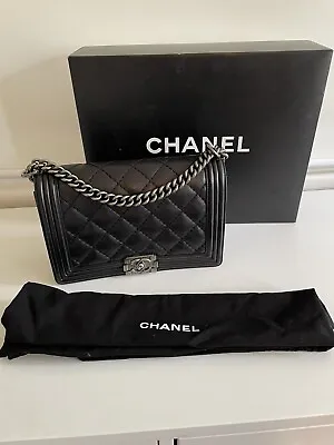 Chanel Boy Bag Black Calfskin • $8000
