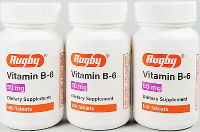 Rugby Vitamin B-6 50 Mg 100 Tablets -3 Pack -Expiration Date 04-2025 • $10.99