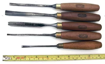 5 Carving CHISELS 4 Marples 1 Unmarked - See Images For Cutting Shapes • $63.13