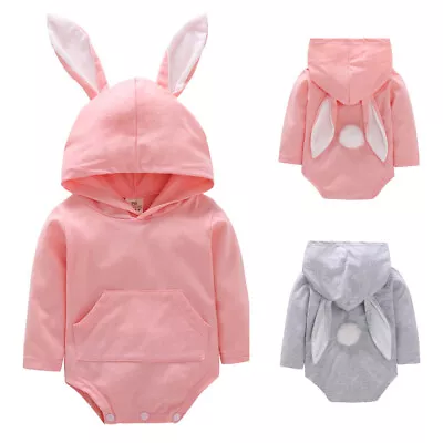Newborn Infant Baby Boys Girls Bunny Ear Romper Bodyuist Rabbit Cosplay Costume • £10.74
