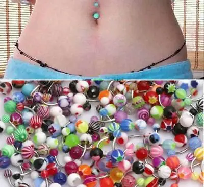 NEW WHOLESALE Belly Button Navel Rings Lot 20PCS 14g Stainless Mix Color Barbell • $9.50