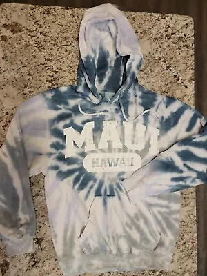 Maui  HAWAII TIE Dye Logo  Hoodie Sweatshirt  Size SMALL S Unisex Blue White  • $9.99