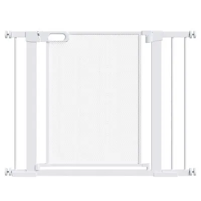 Pressure Fit Safety Gate For Doors Dog Gate W/ Auto Close 75-103 Cm - White • £42.99