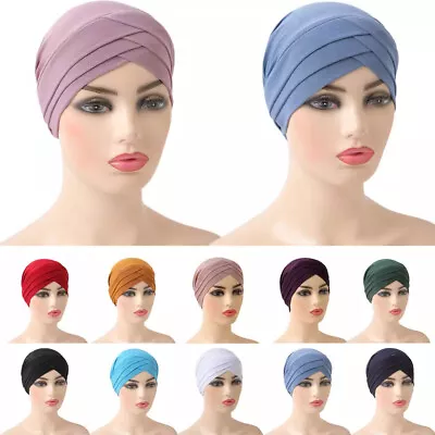 Womens Turban Hat Cancer Chemo Hair Loss Cap Women Muslim Hijab Head Scarf Cap • £9.99