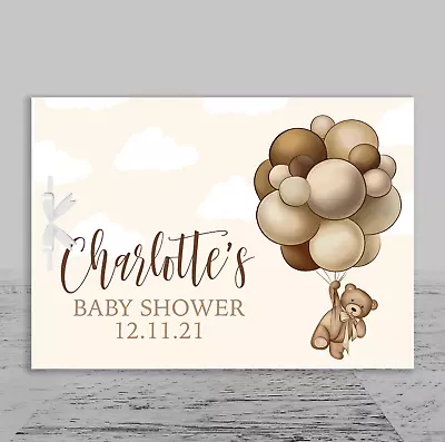 £7.48 • Buy PERSONALISED Teddy Bear Neutral Baby Shower Guest Book, Keep Sake, Game Birthday