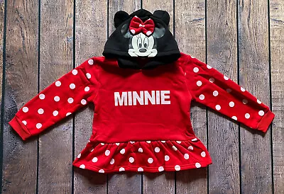 Girl’s Size 4/5 120 CM Disney Minnie Mouse Red Polka Dot Character Hoodie • $10