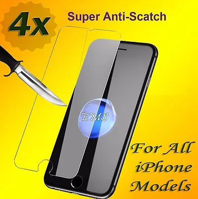 $1.99 • Buy 4 X Premium Tempered Glass Screen Protector For Apple IPhone X 6 S 7 8 Plus SE 5