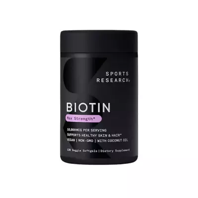 Sports Research - Biotin With Organic Coconut Oil - 10000 MCG 120 Veggie Softg • $63.95