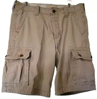 Hollister Shorts Men's 34 Adult Khaki Cargo Pants Button Outdoors Heavy Cotton  • $27